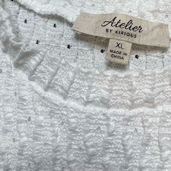 ATELIER by Kirious Knitted Top with Ruffle Sleeves White Size XL - Picture 7 of 7